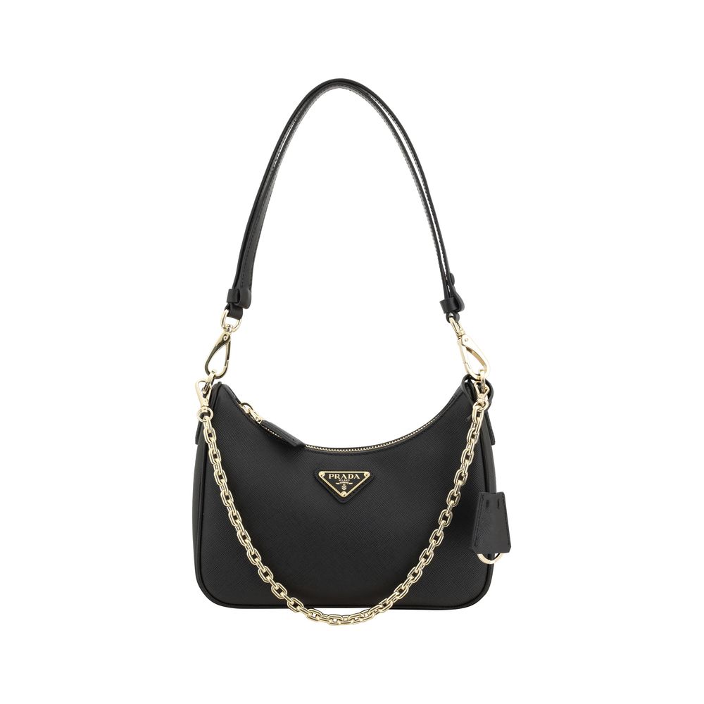 Prada Black Calf Leather Shoulder Bag - AW26 22x18cm - Front view