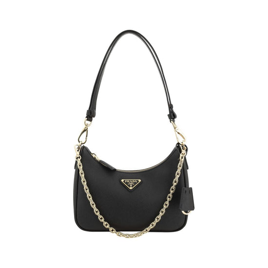 Prada Black Calf Leather Shoulder Bag - AW26 22x18cm - Front view