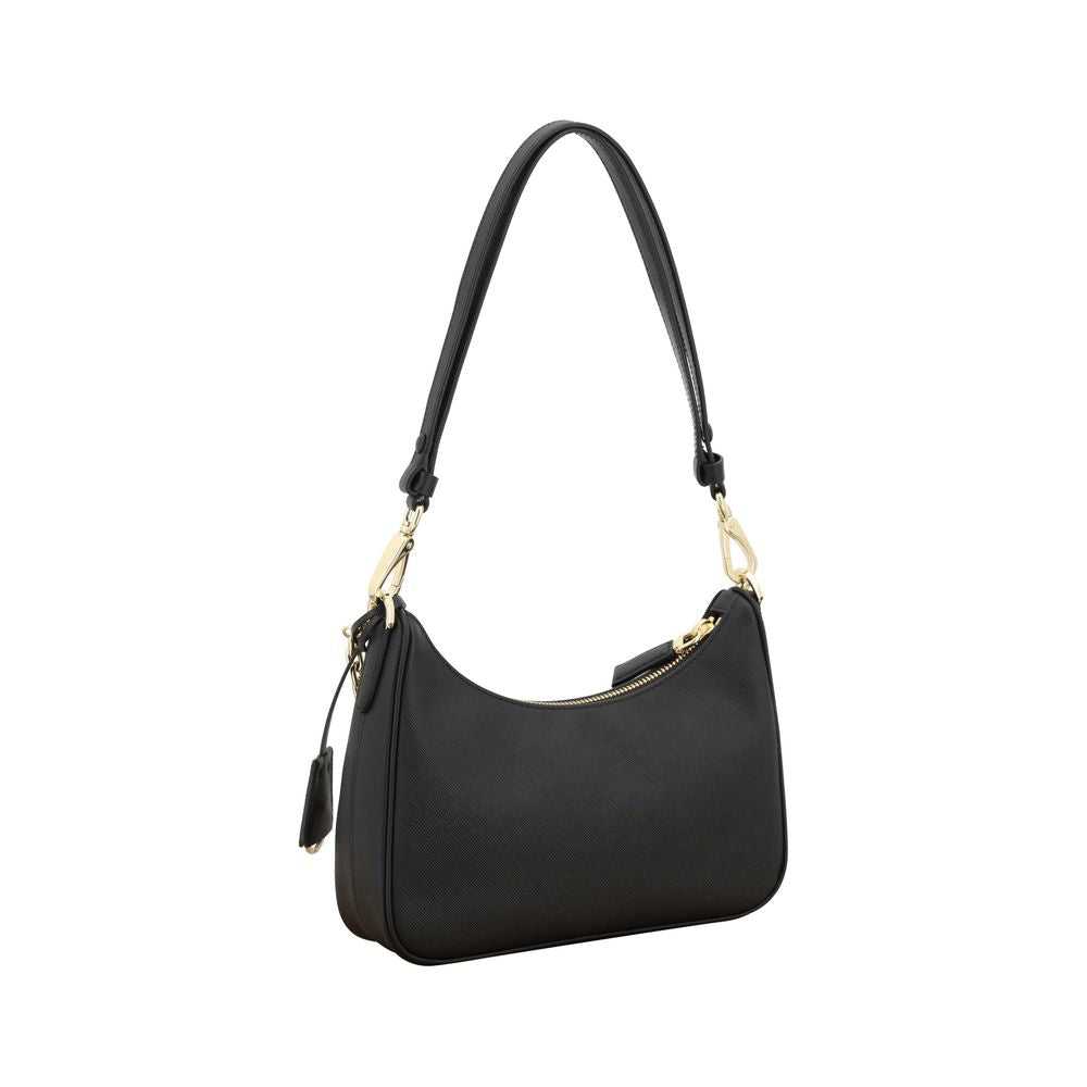 Prada Black Calf Leather Shoulder Bag - AW26 22x18cm - Back view