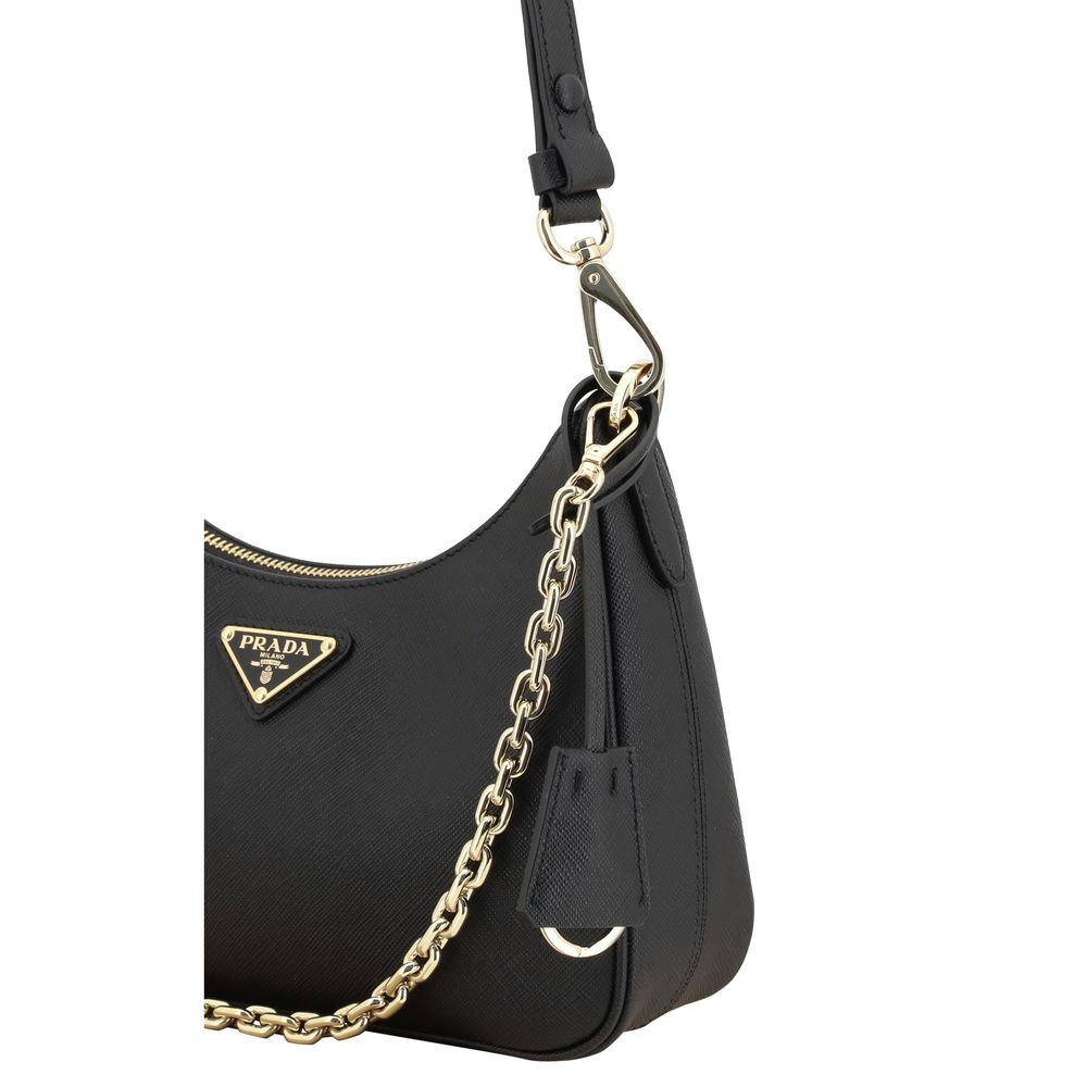 Prada Black Calf Leather Shoulder Bag - AW26 22x18cm - Detail view