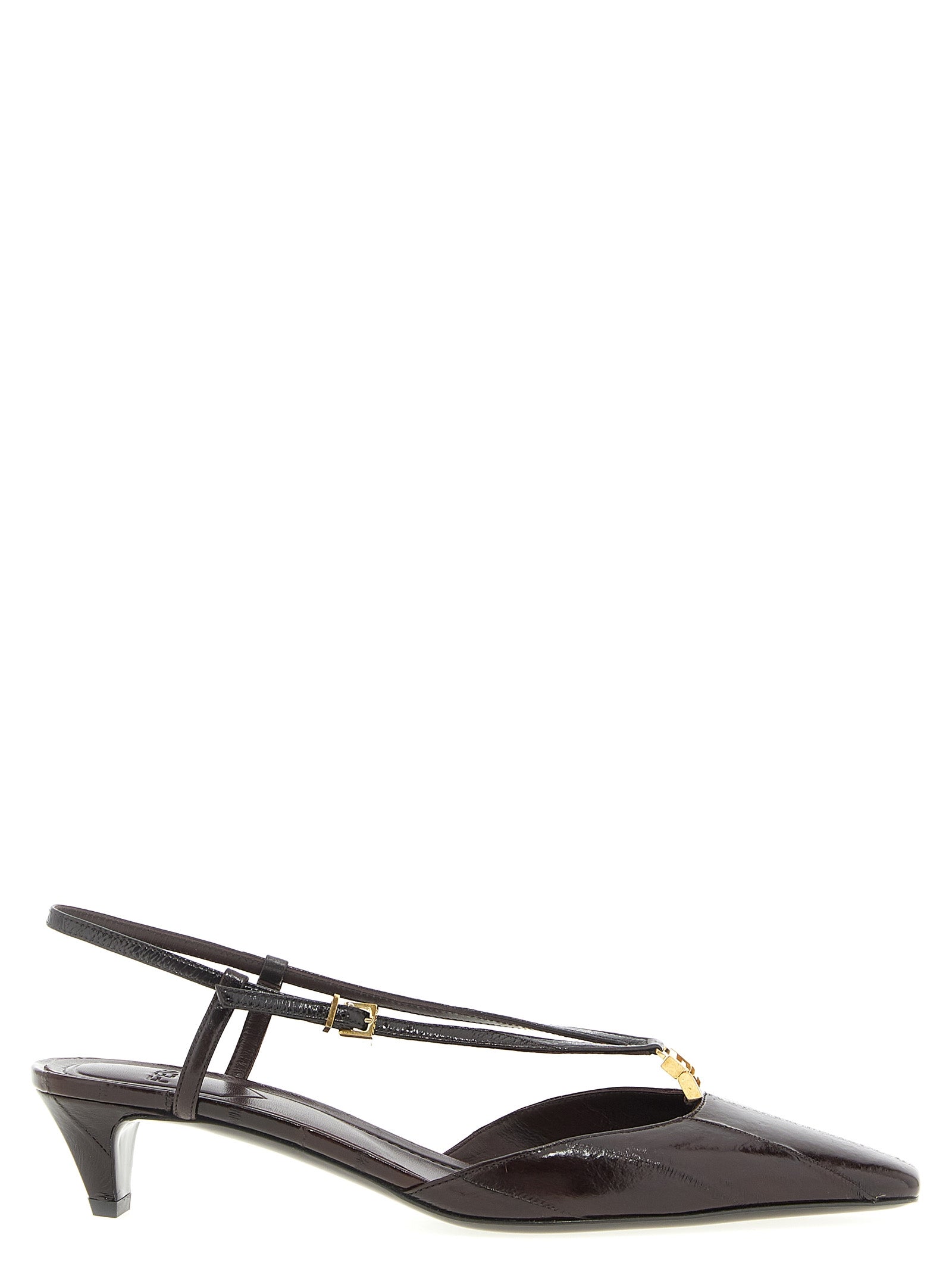 Fendi Brown Lamb Leather Mid Heel Pumps - Front view