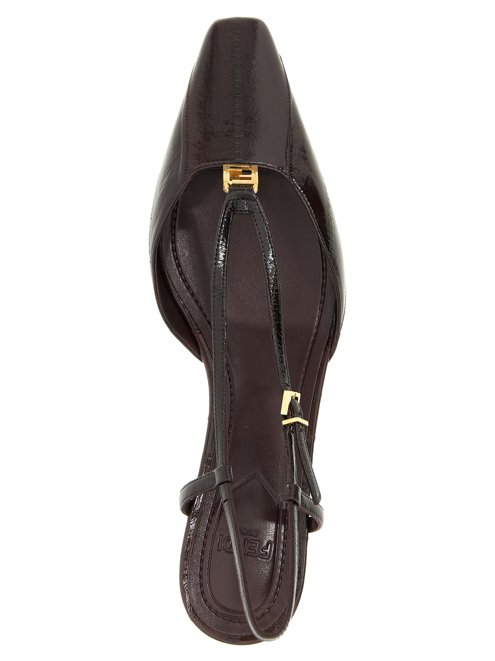 Fendi Brown Lamb Leather Mid Heel Pumps - Detail view