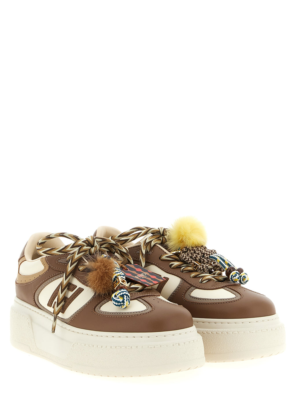 Fendi Multicolor Calfskin Platform Sneakers (Ref. FE317978) - Side view