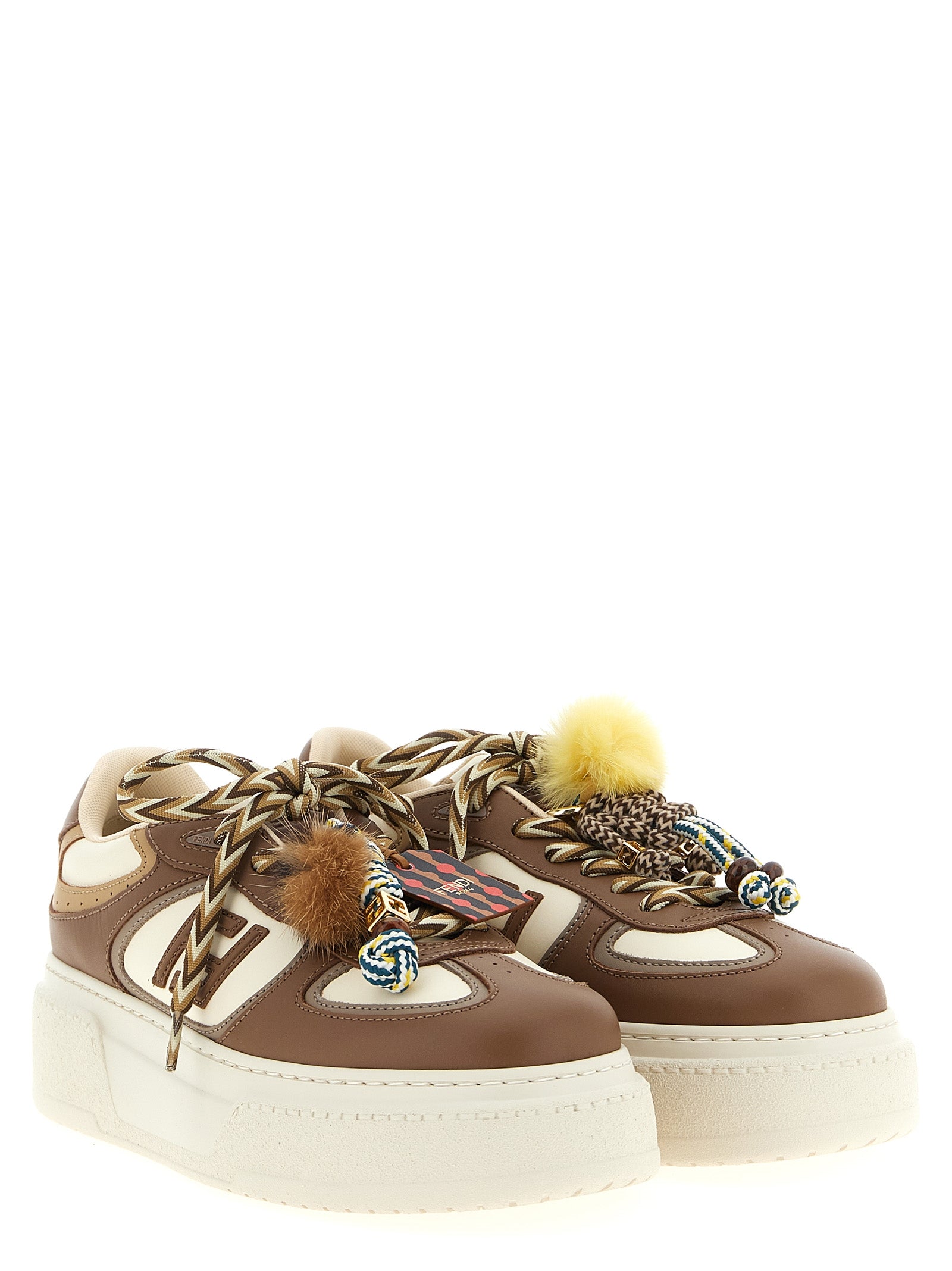 Fendi Multicolor Calfskin Platform Sneakers (Ref. FE317978) - Side view