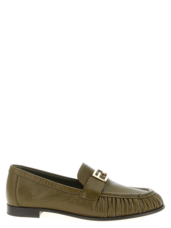 Fendi Bicolor Lamb Leather Slip On Loafers - Front view