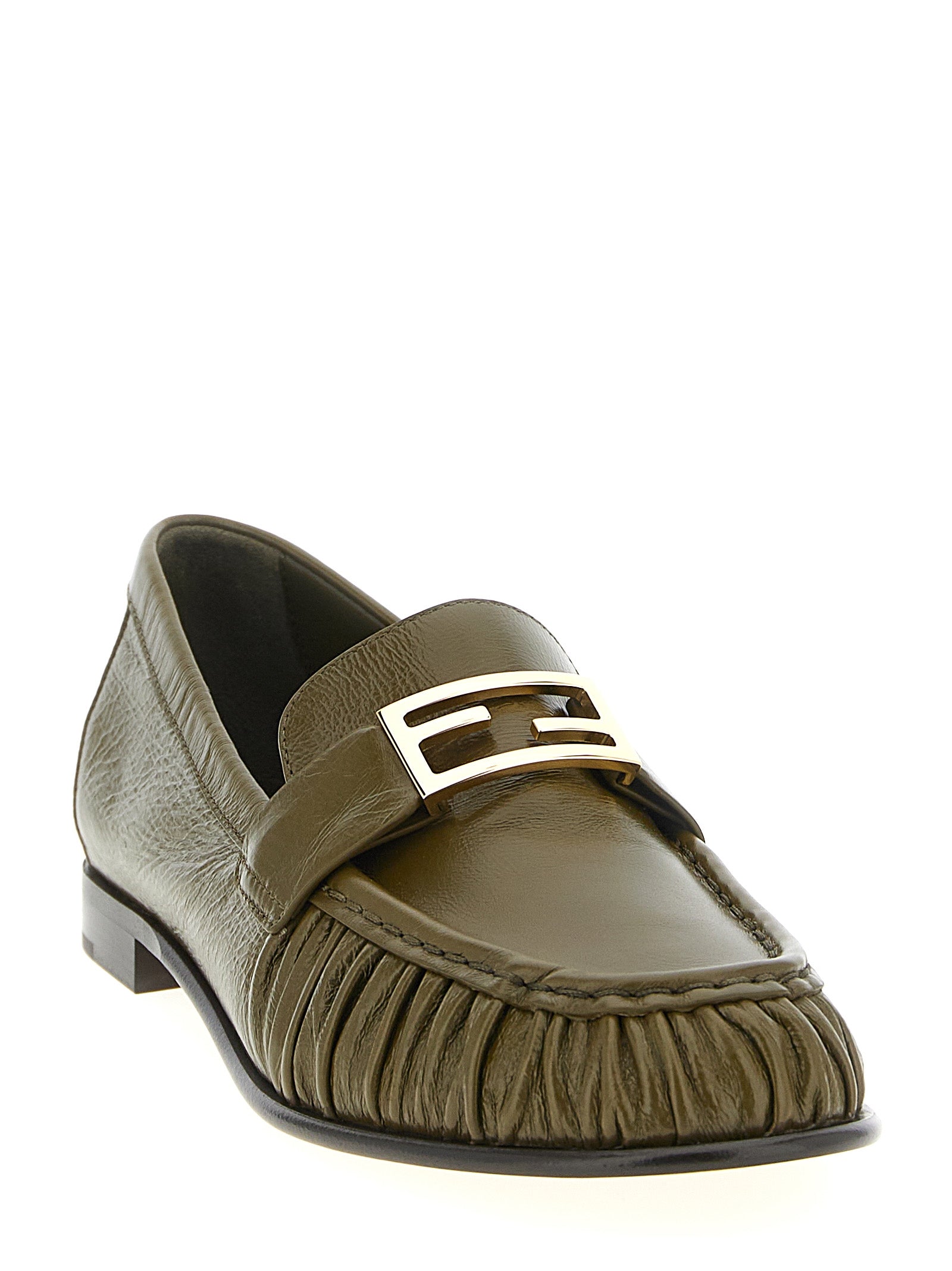 Fendi Bicolor Lamb Leather Slip On Loafers - Side view