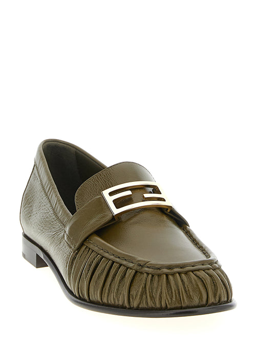 Fendi Bicolor Lamb Leather Slip On Loafers - Side view