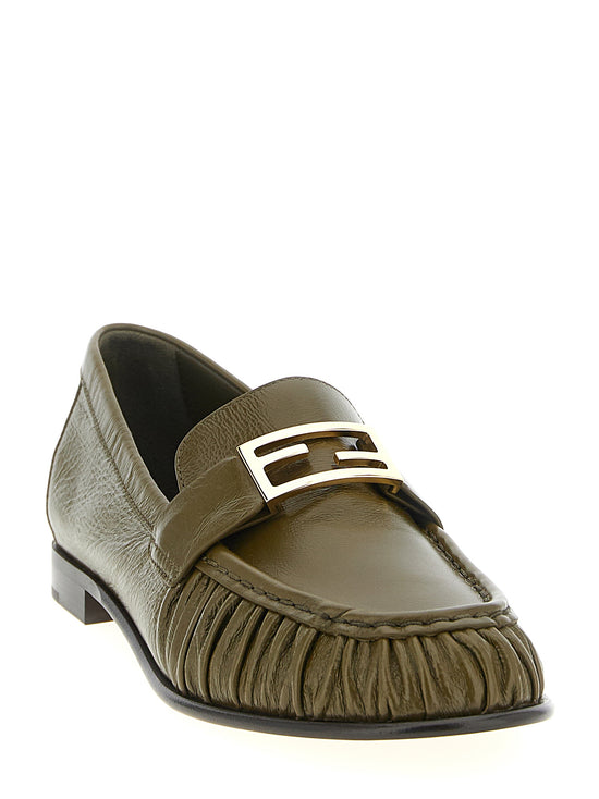 Fendi Bicolor Lamb Leather Slip On Loafers - Side view