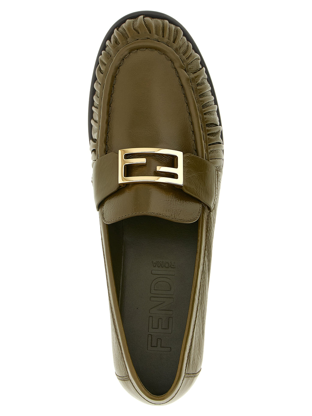 Fendi Bicolor Lamb Leather Slip On Loafers - Detail view