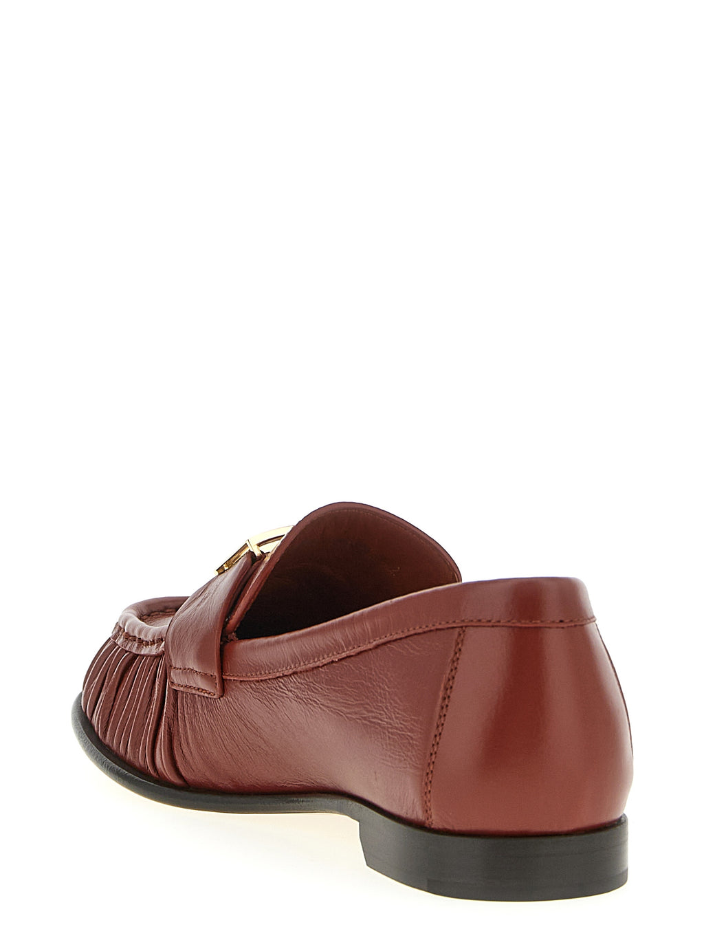 Fendi Brown Lamb Leather Slip On Loafers - Back view