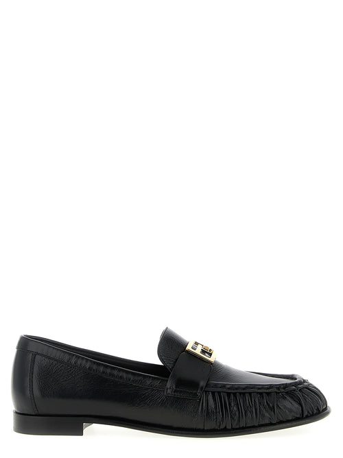Fendi Black Lamb Leather Slip On Loafers - Front view