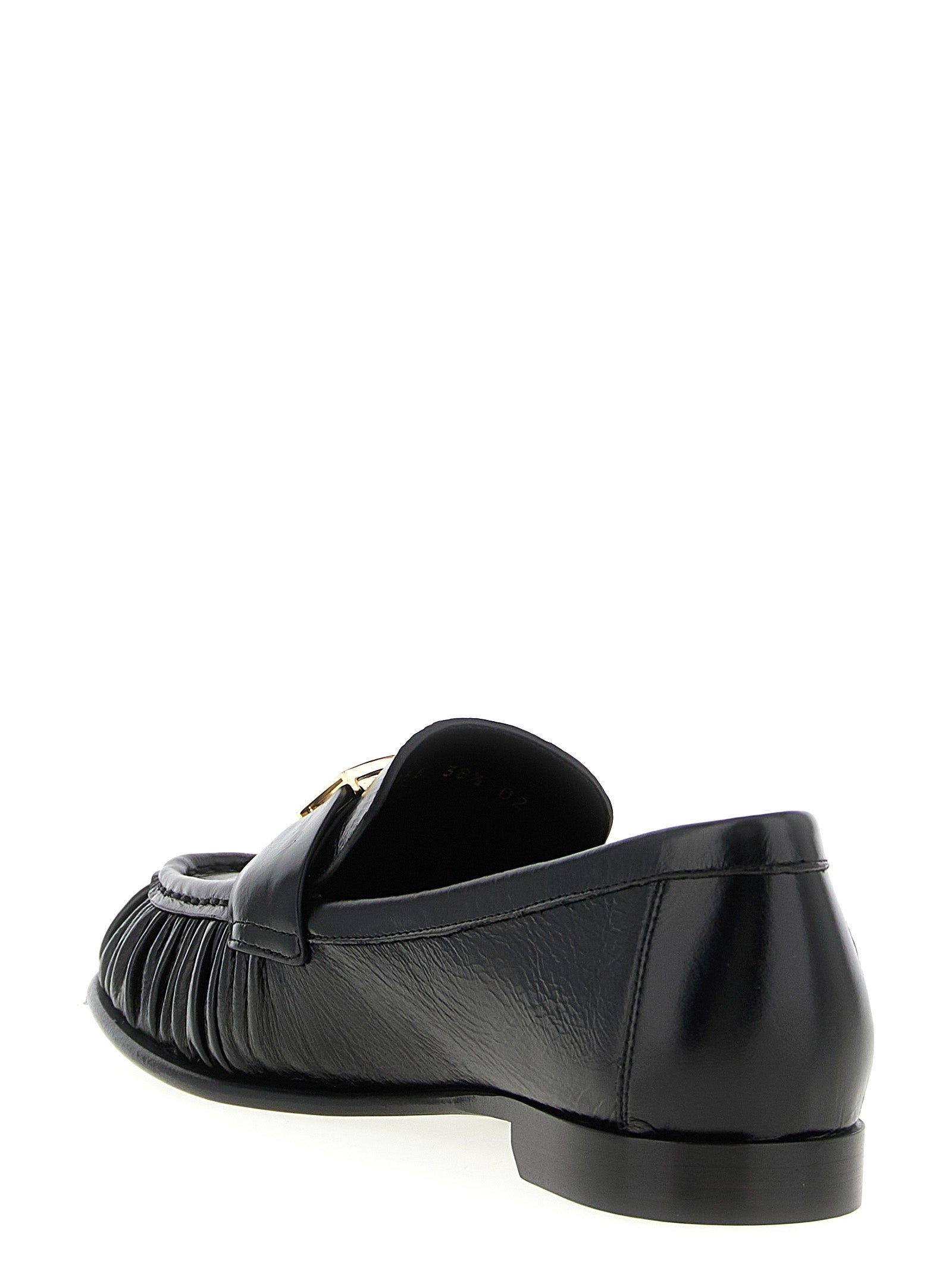 Fendi Black Lamb Leather Slip On Loafers - Back view