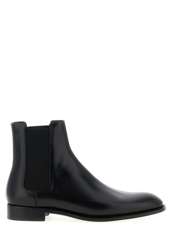 Saint Laurent Black Calfskin Chelsea Boots (Ref. SA323384) - Front view