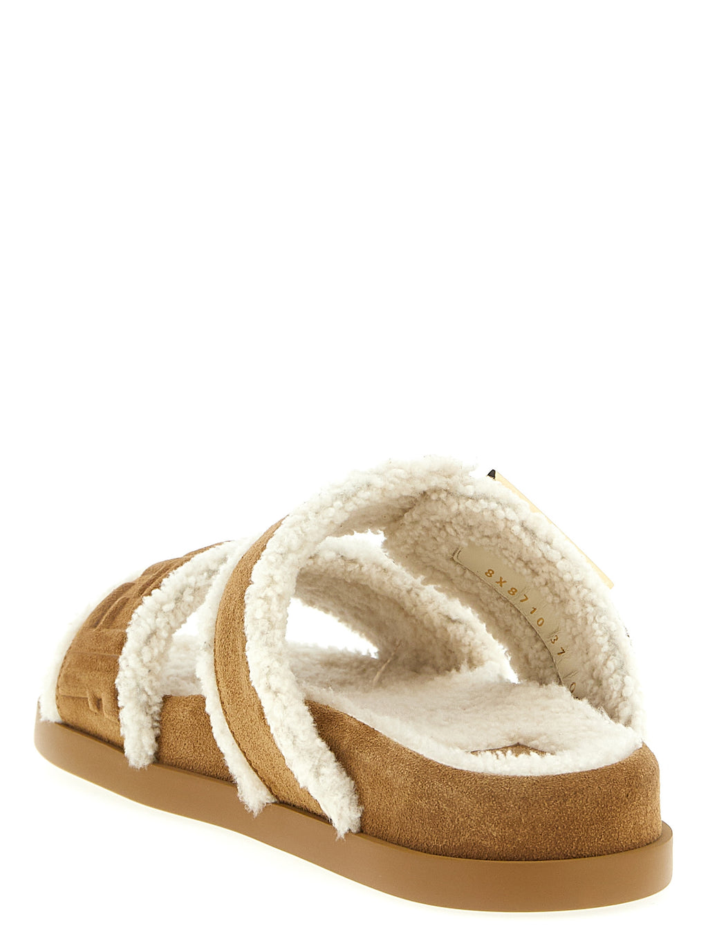 Fendi Beige Calfskin Slides - Back view