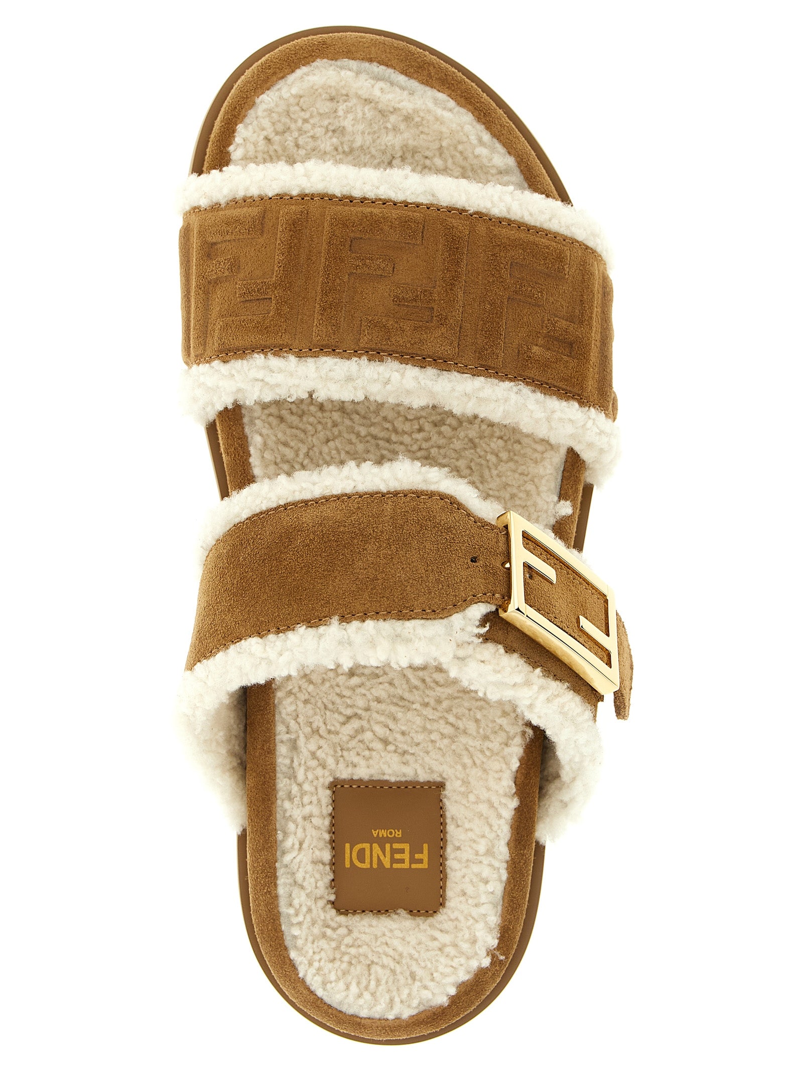 Fendi Beige Calfskin Slides - Detail view