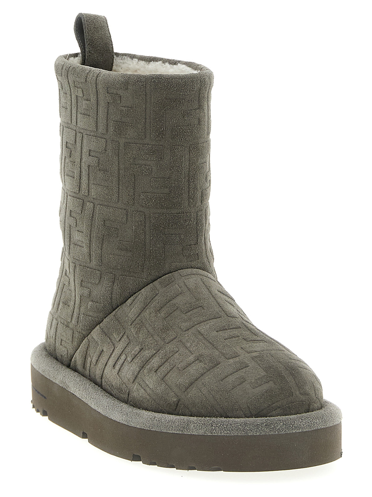 Fendi Gray Calfskin Ankle Boots - Side view