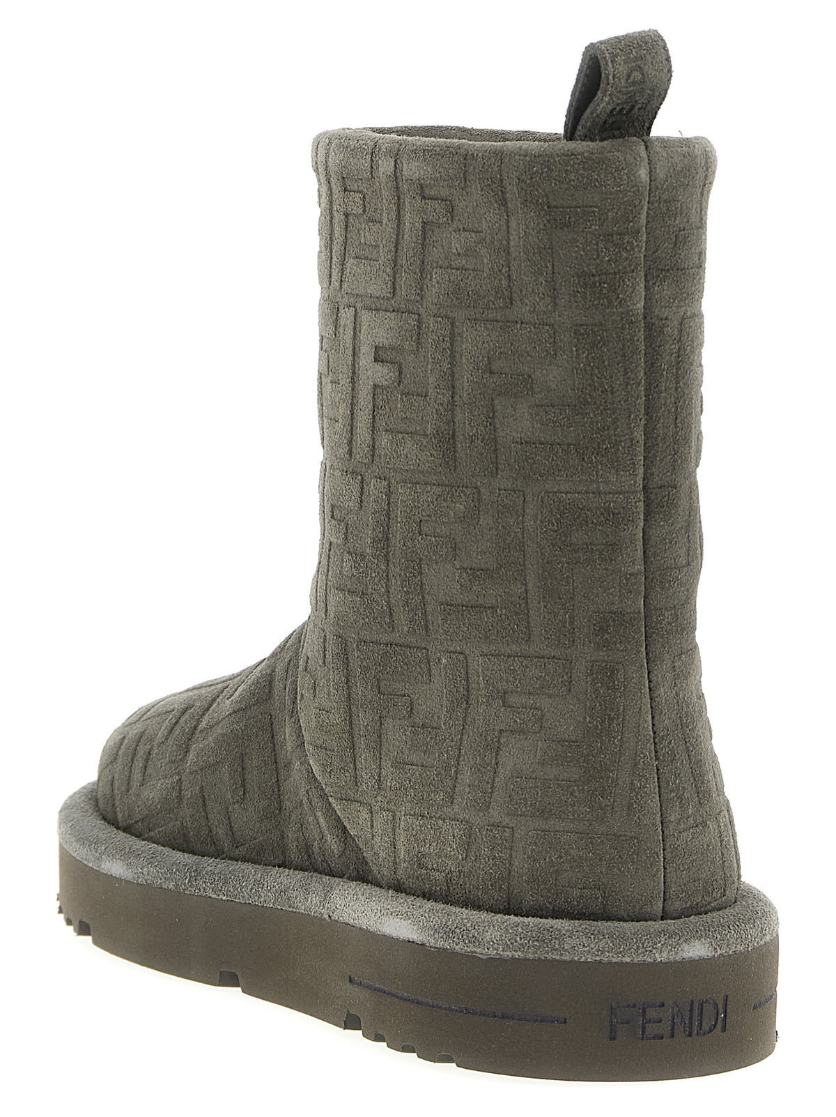 Fendi Gray Calfskin Ankle Boots - Back view