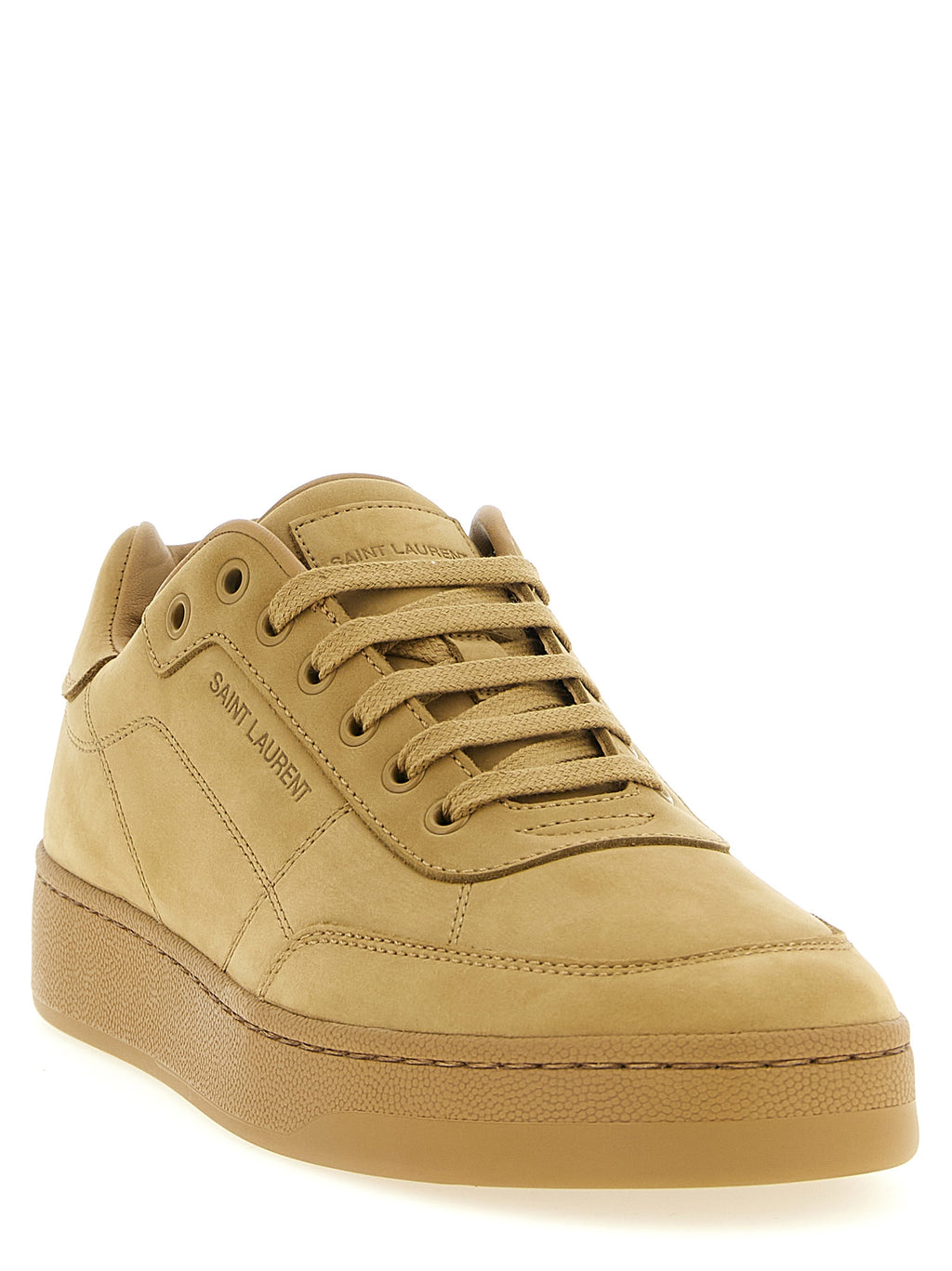 Saint Laurent Beige Calfskin Sneakers - Side view
