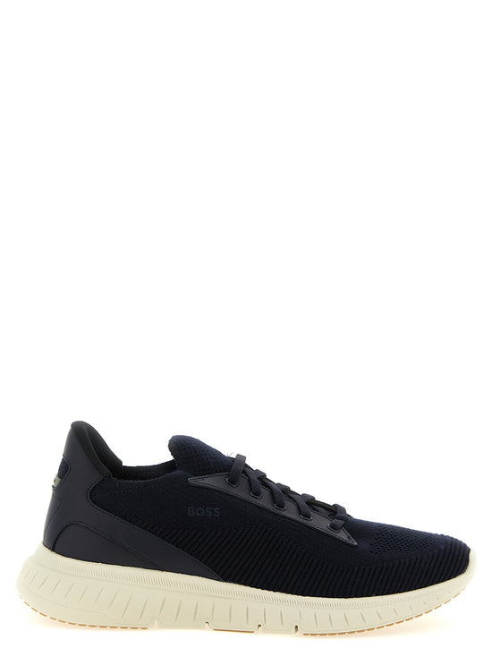 Hugo Boss Blue Cowhide Athletic Sneakers - Front view
