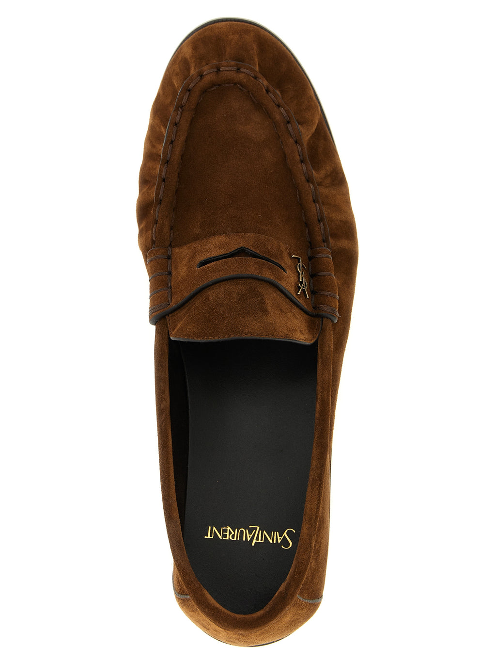 Saint Laurent Brown Calfskin Slip On Loafers (Ref. SA333221) - Detail view