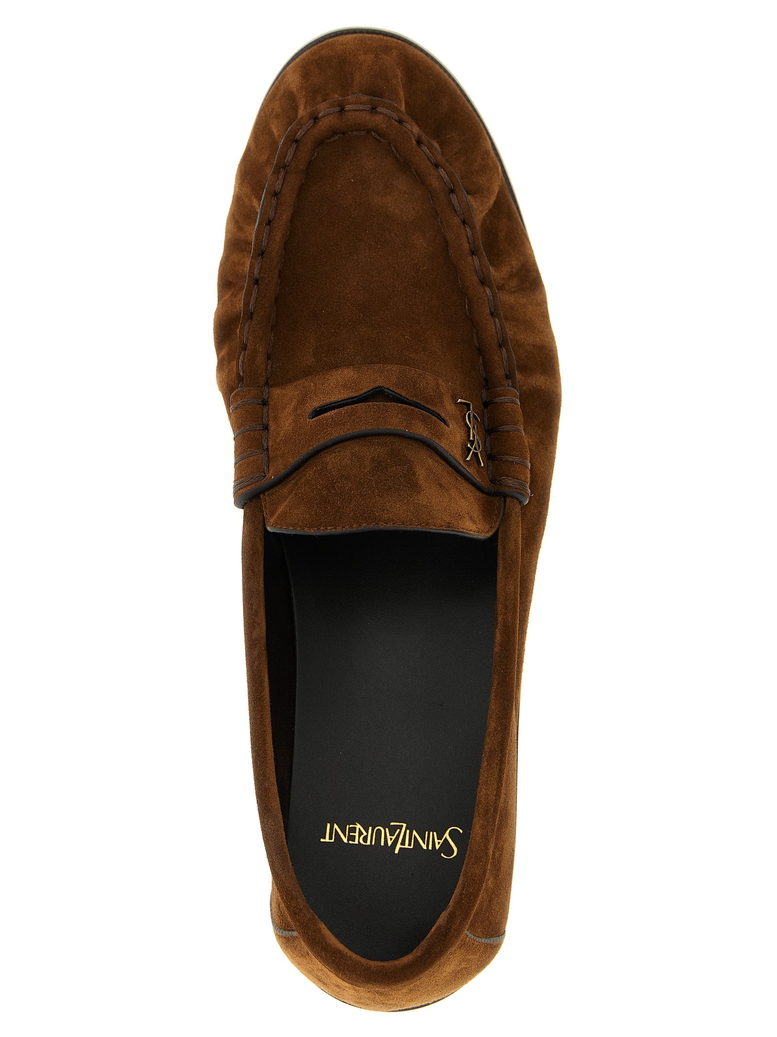 Saint Laurent Brown Calfskin Slip On Loafers (Ref. SA333221) - Detail view
