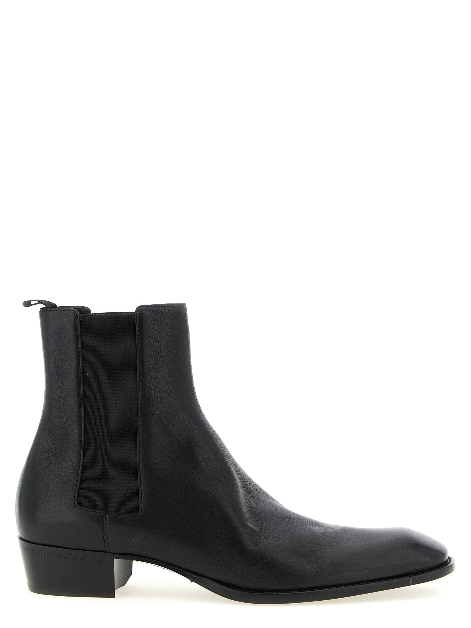 Saint Laurent Black Calfskin Chelsea Boots (Ref. SA333275) - Front view