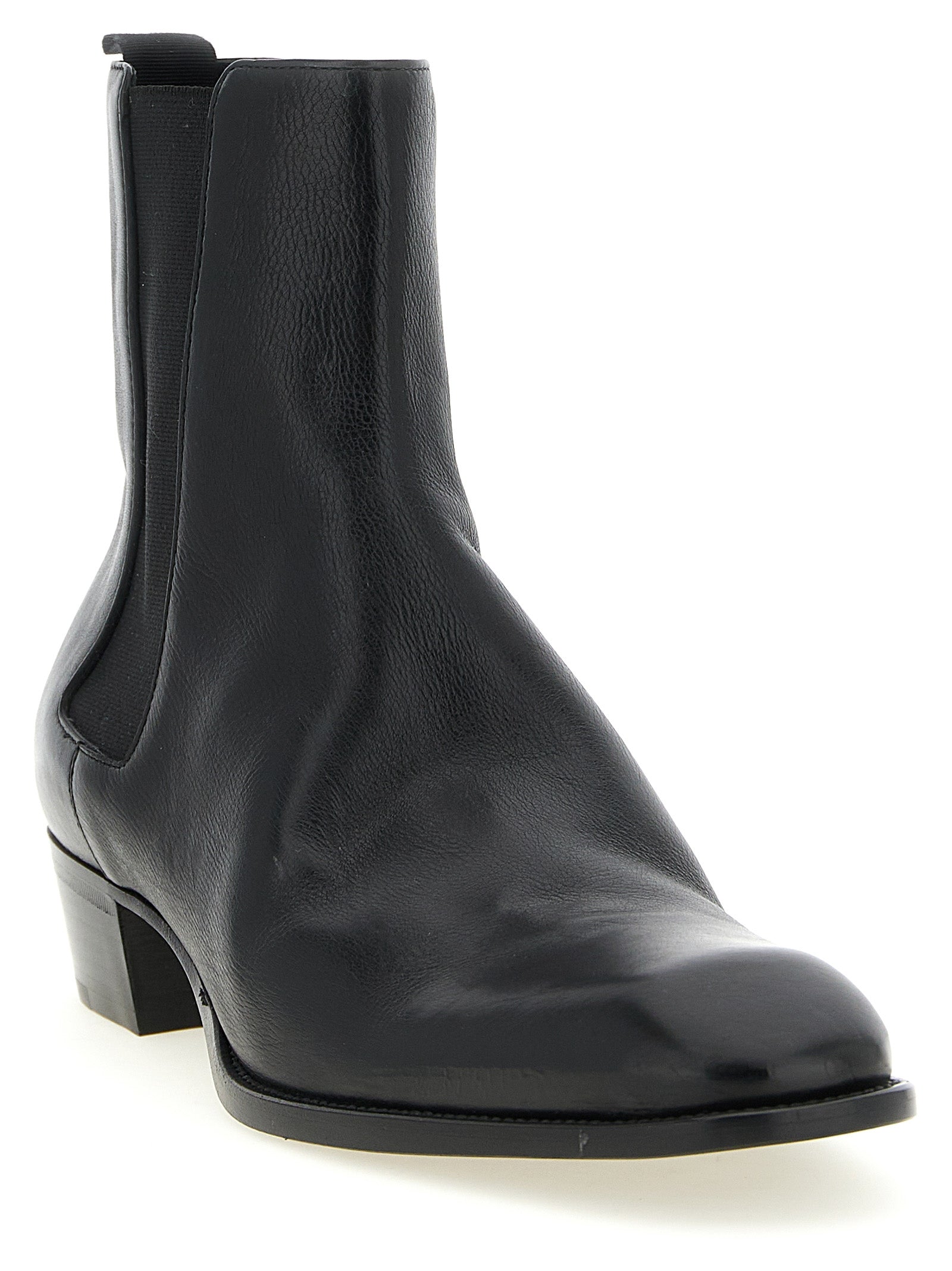 Saint Laurent Black Calfskin Chelsea Boots (Ref. SA333275) - Side view