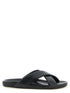 Saint Laurent Black Lamb Leather Slides - Front view
