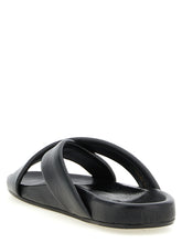 Saint Laurent Black Lamb Leather Slides - Back view