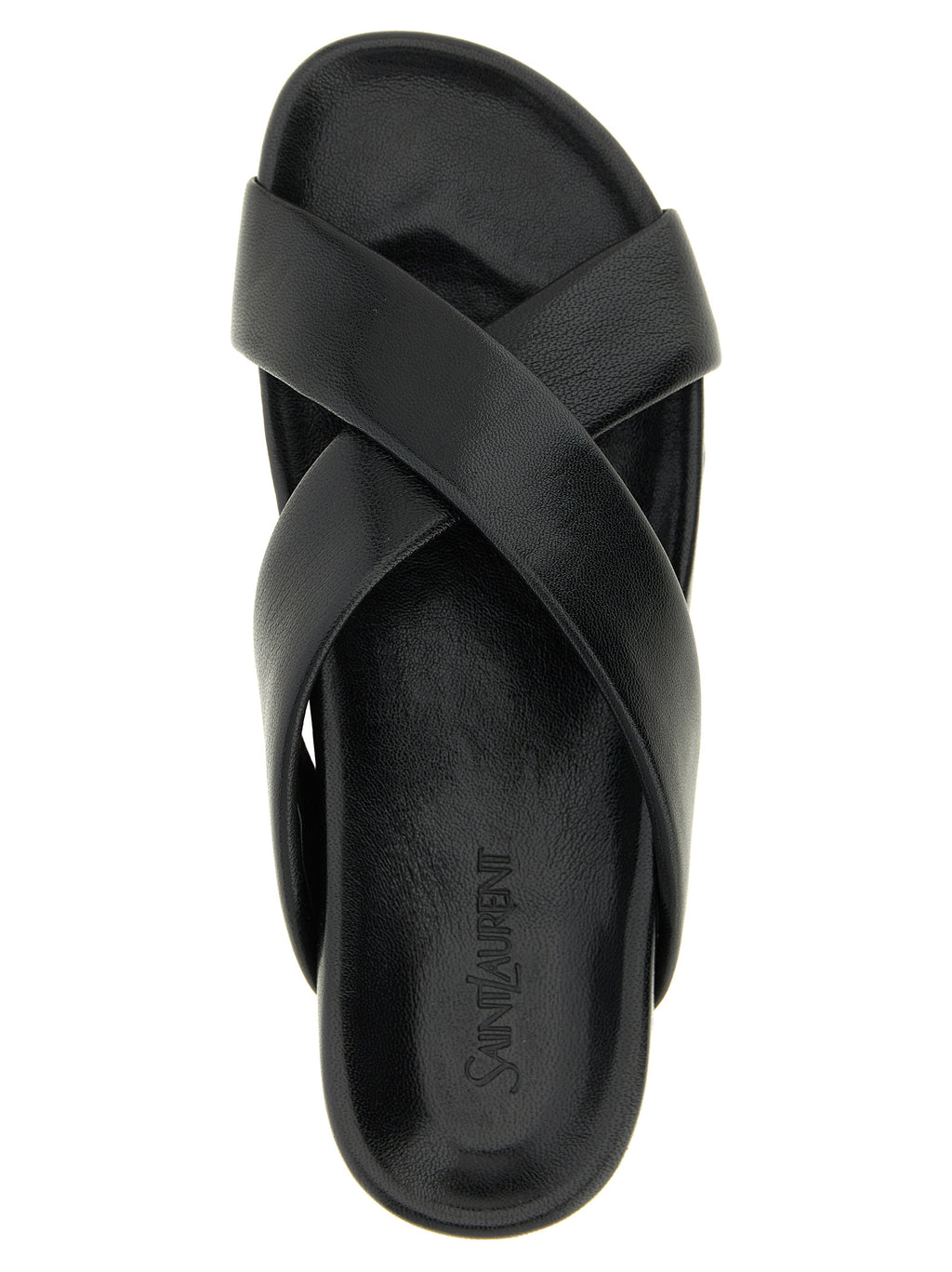 Saint Laurent Black Lamb Leather Slides - Detail view
