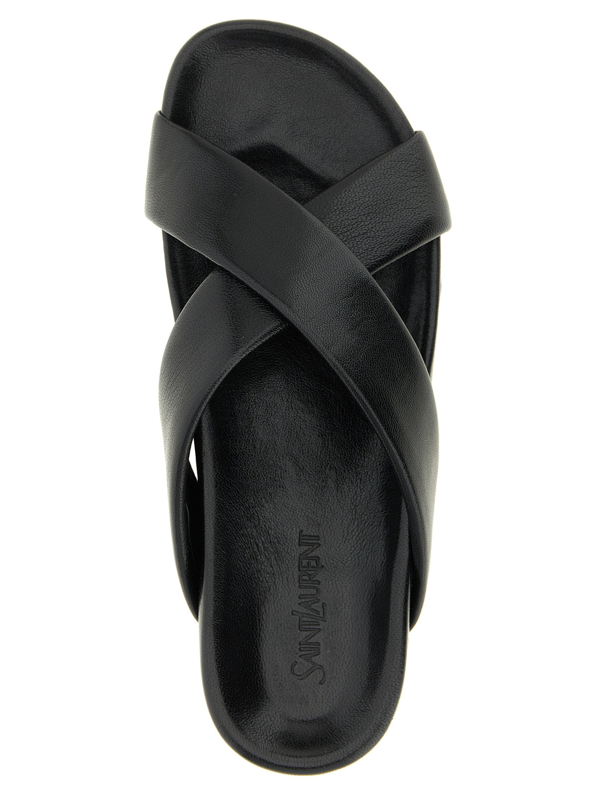 Saint Laurent Black Lamb Leather Slides - Detail view