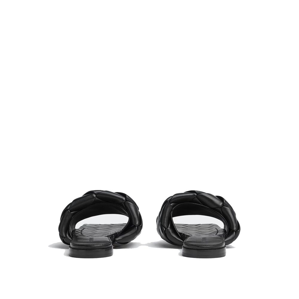 Bottega Veneta Black Lamb Leather Flat Sandals - Side view