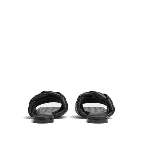 Bottega Veneta Black Lamb Leather Flat Sandals - Side view