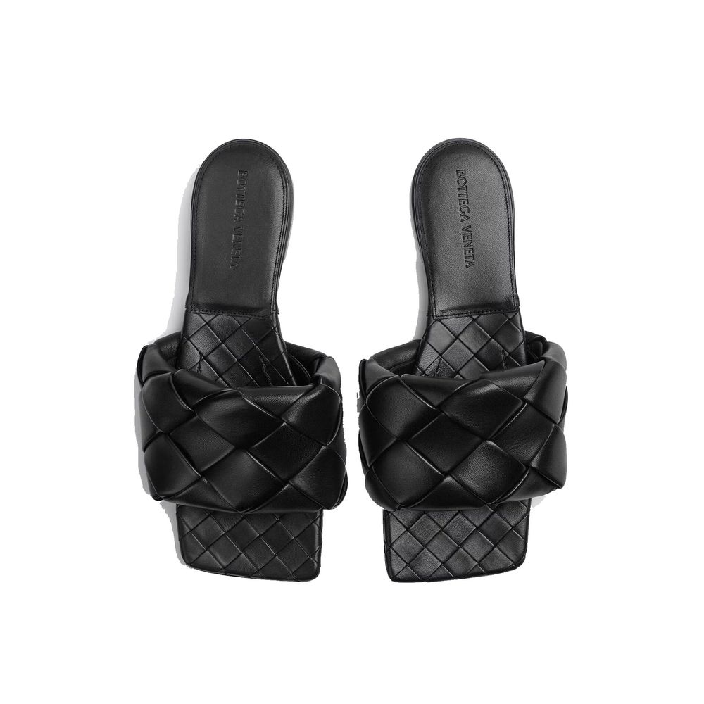 Bottega Veneta Black Lamb Leather Flat Sandals - Back view