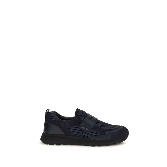 Prada Blue Calf Leather Athletic Sneakers - AW26 (Ref. PR2DE163FG0003ZM0F0008) - Front view