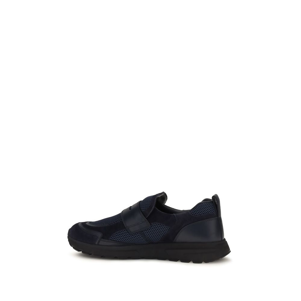 Prada Blue Calf Leather Athletic Sneakers - AW26 (Ref. PR2DE163FG0003ZM0F0008) - Back view