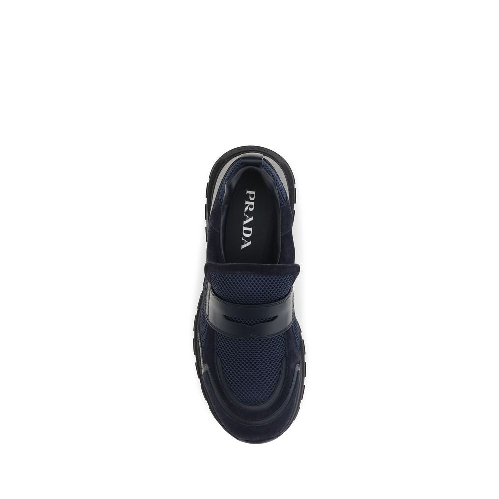 Prada Blue Calf Leather Athletic Sneakers - AW26 (Ref. PR2DE163FG0003ZM0F0008) - Detail view