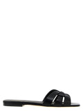 Saint Laurent Black Calfskin Slides - Front view