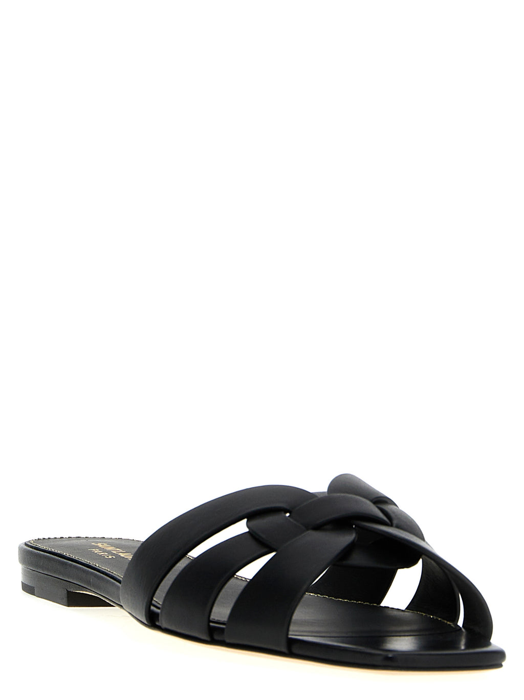 Saint Laurent Black Calfskin Slides - Side view