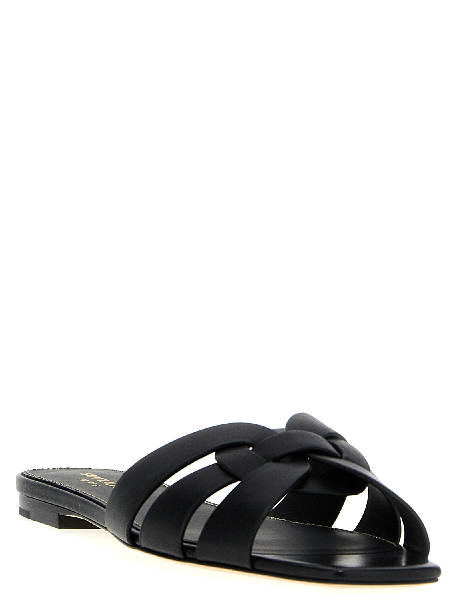 Saint Laurent Black Calfskin Slides - Side view