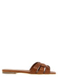 Saint Laurent Brown Calfskin Slides (Ref. SA231664) - Front view