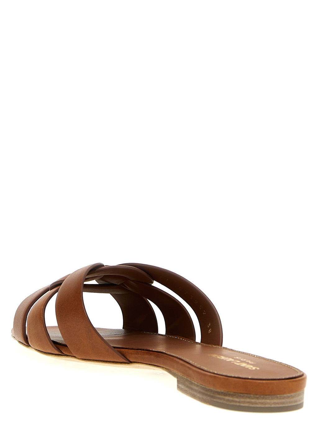 Saint Laurent Brown Calfskin Slides (Ref. SA231664) - Back view