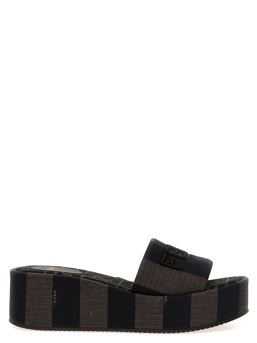 Fendi Brown Cotton Slides - Front view