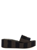 Fendi Brown Cotton Slides - Front view