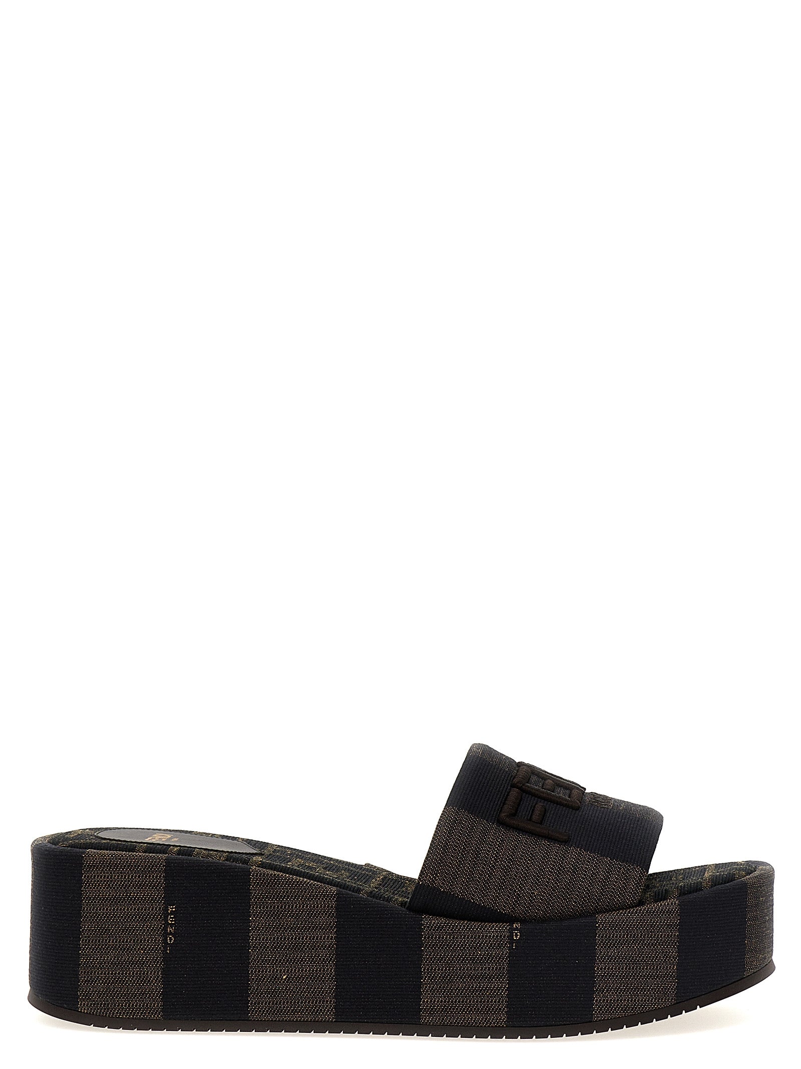 Fendi Brown Cotton Slides - Front view