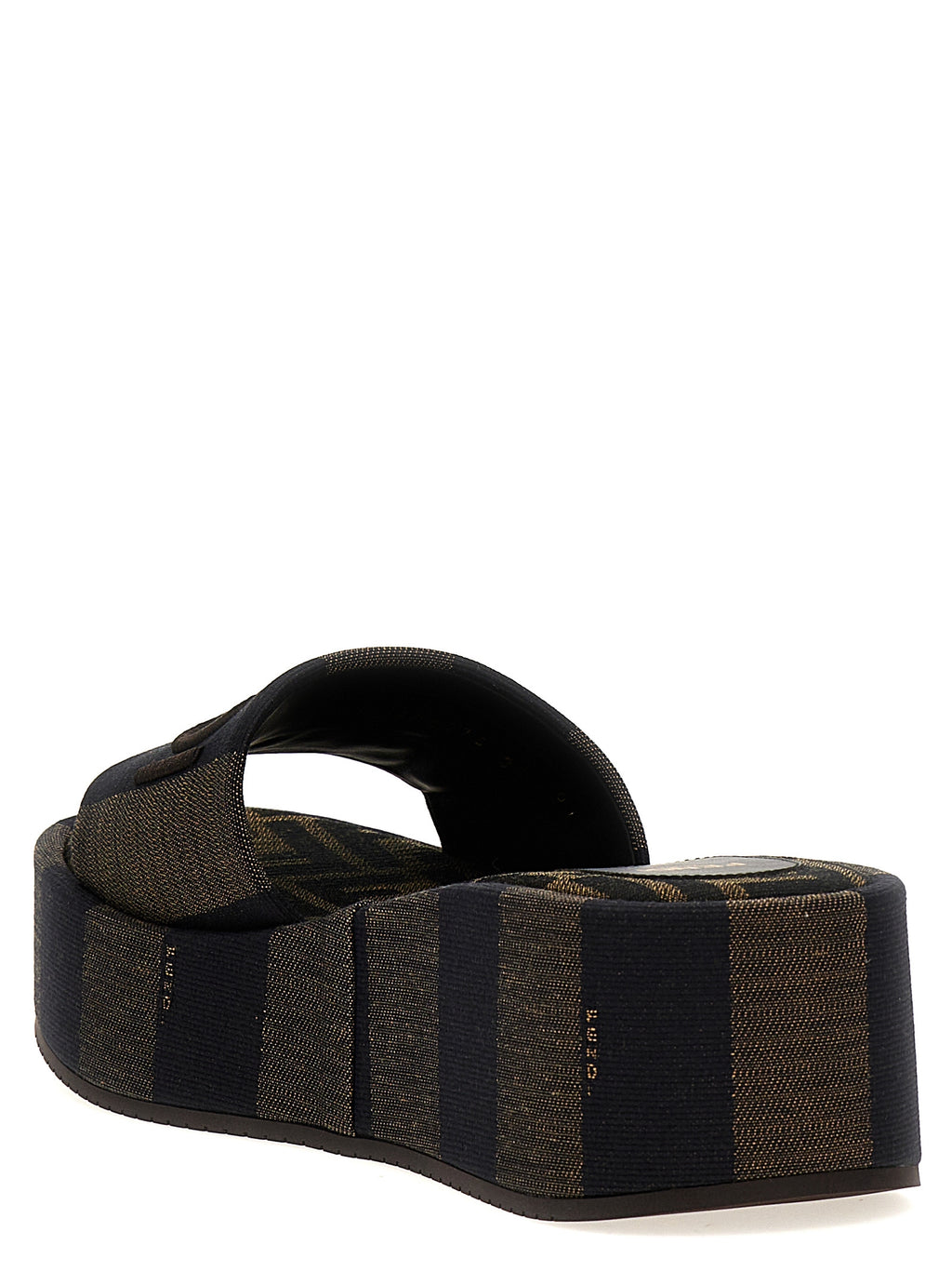 Fendi Brown Cotton Slides - Back view