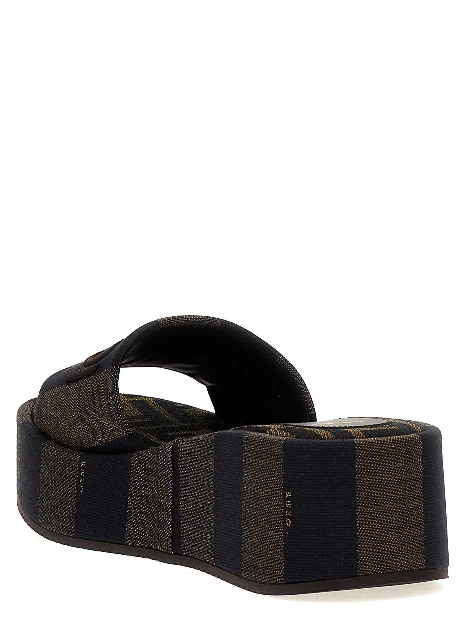 Fendi Brown Cotton Slides - Back view