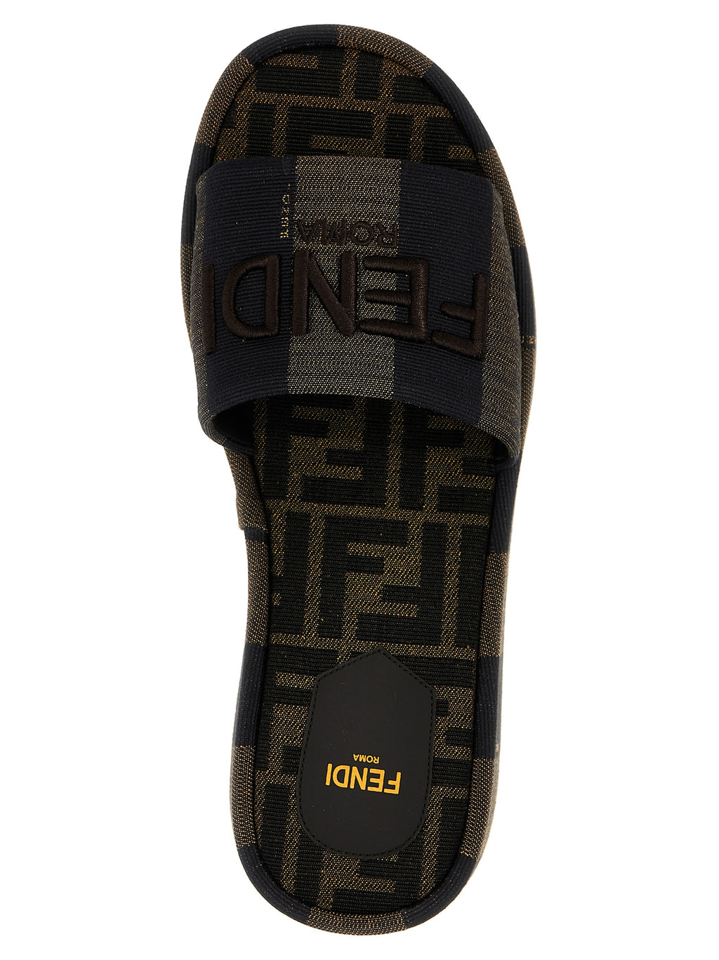 Fendi Brown Cotton Slides - Detail view