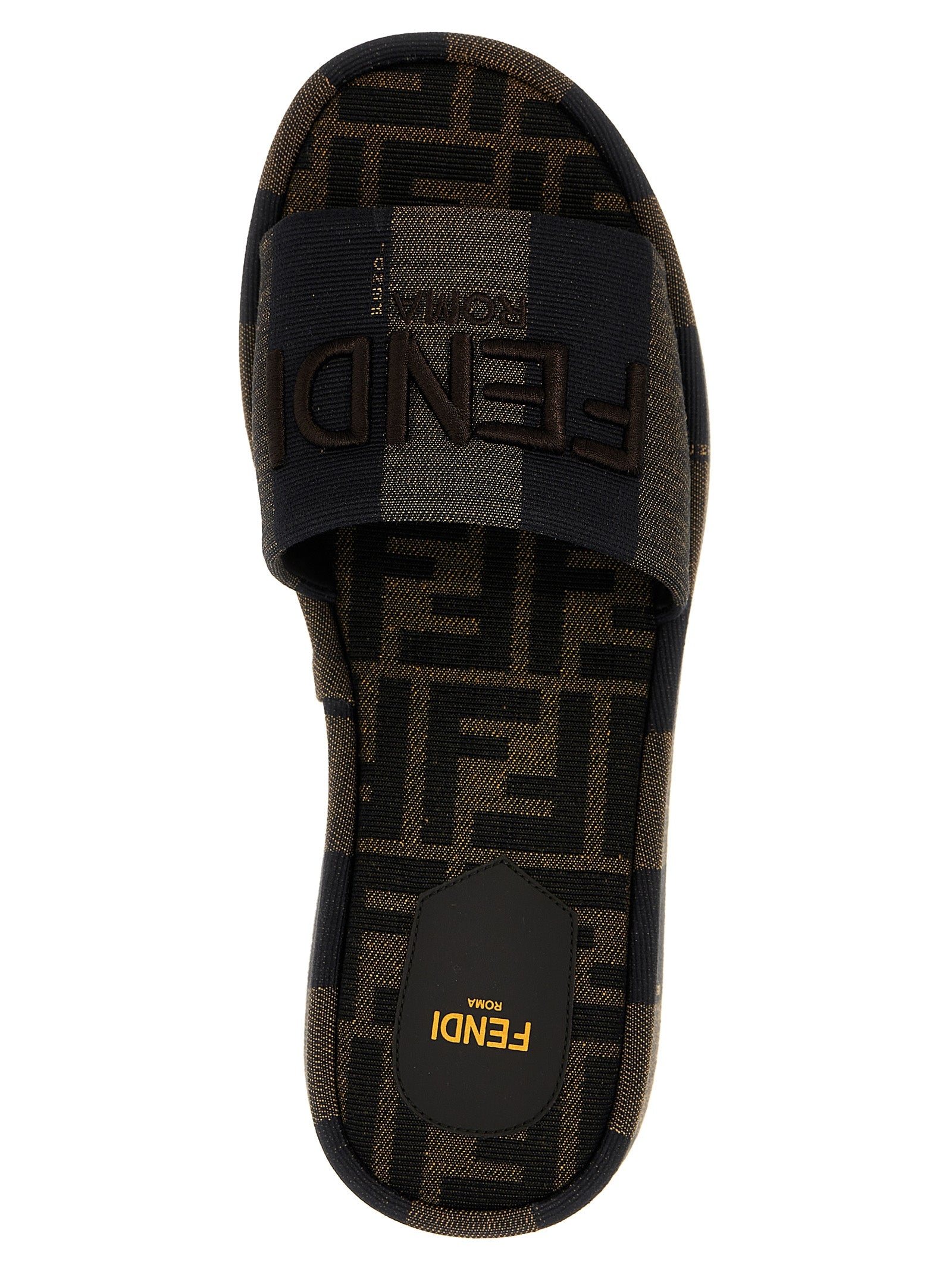Fendi Brown Cotton Slides - Detail view