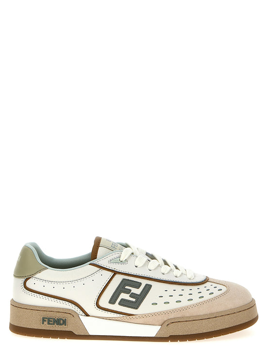 Fendi Beige Leather Sneakers - Front view